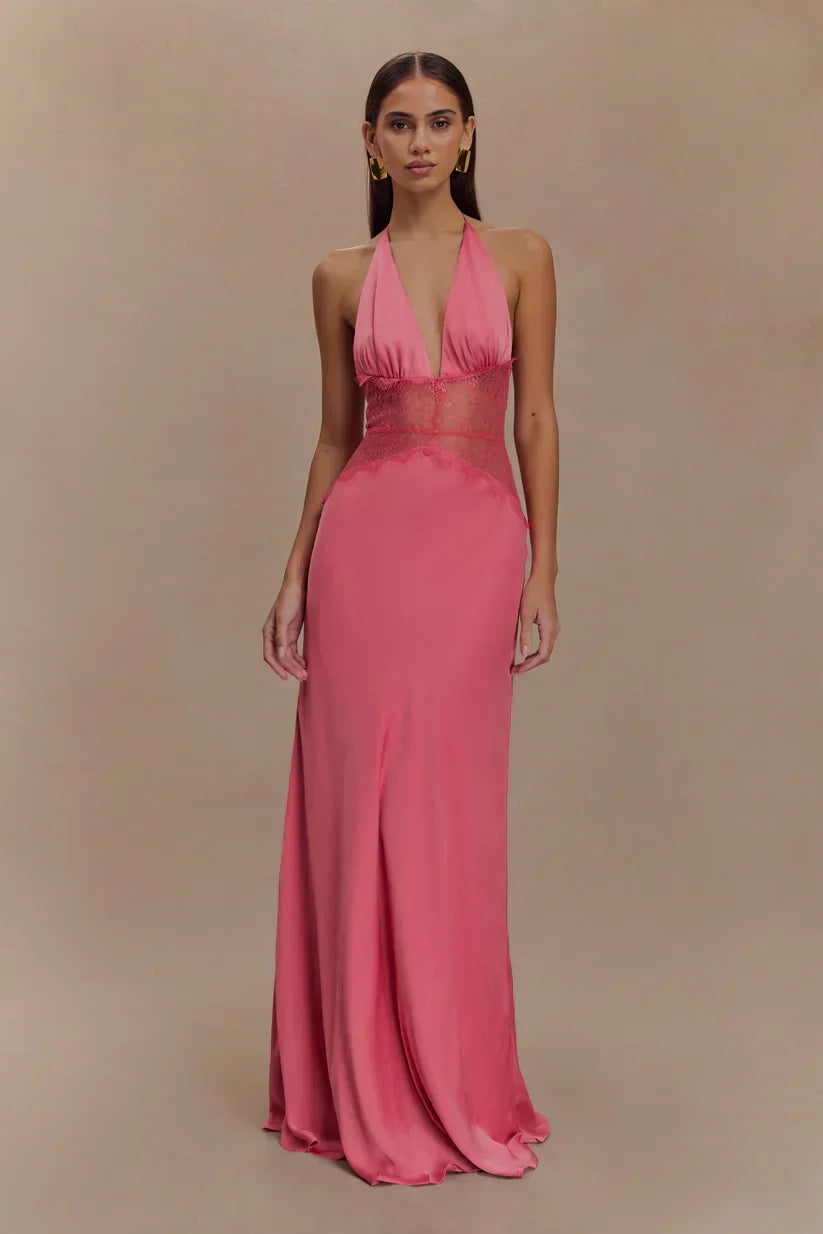 Elara™ | VESTIDO MAXI ENCAJE DE SATÉN