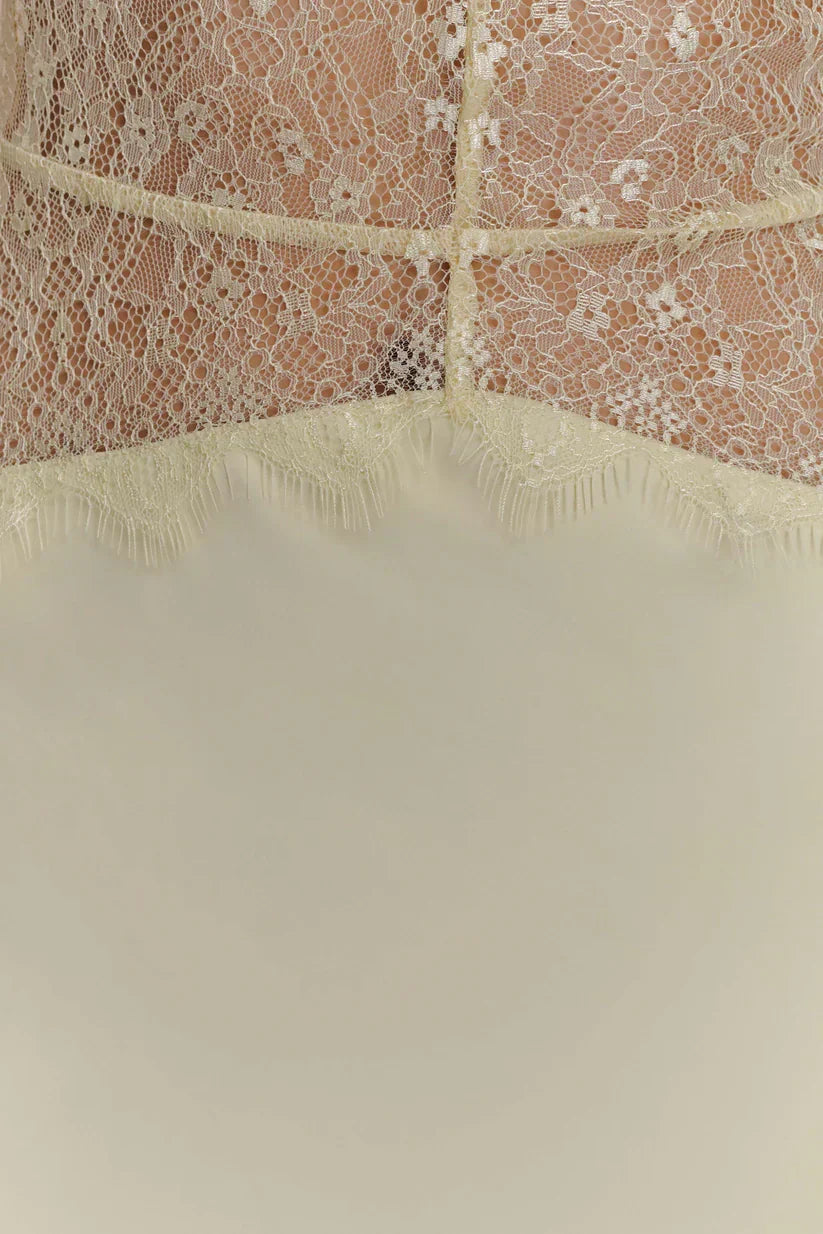 Elara™ | VESTIDO MAXI ENCAJE DE SATÉN