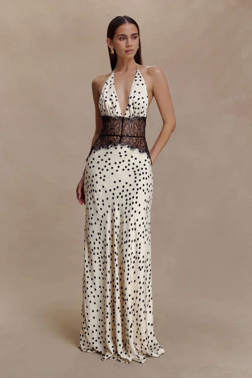 Elara™ | VESTIDO MAXI ENCAJE DE SATÉN