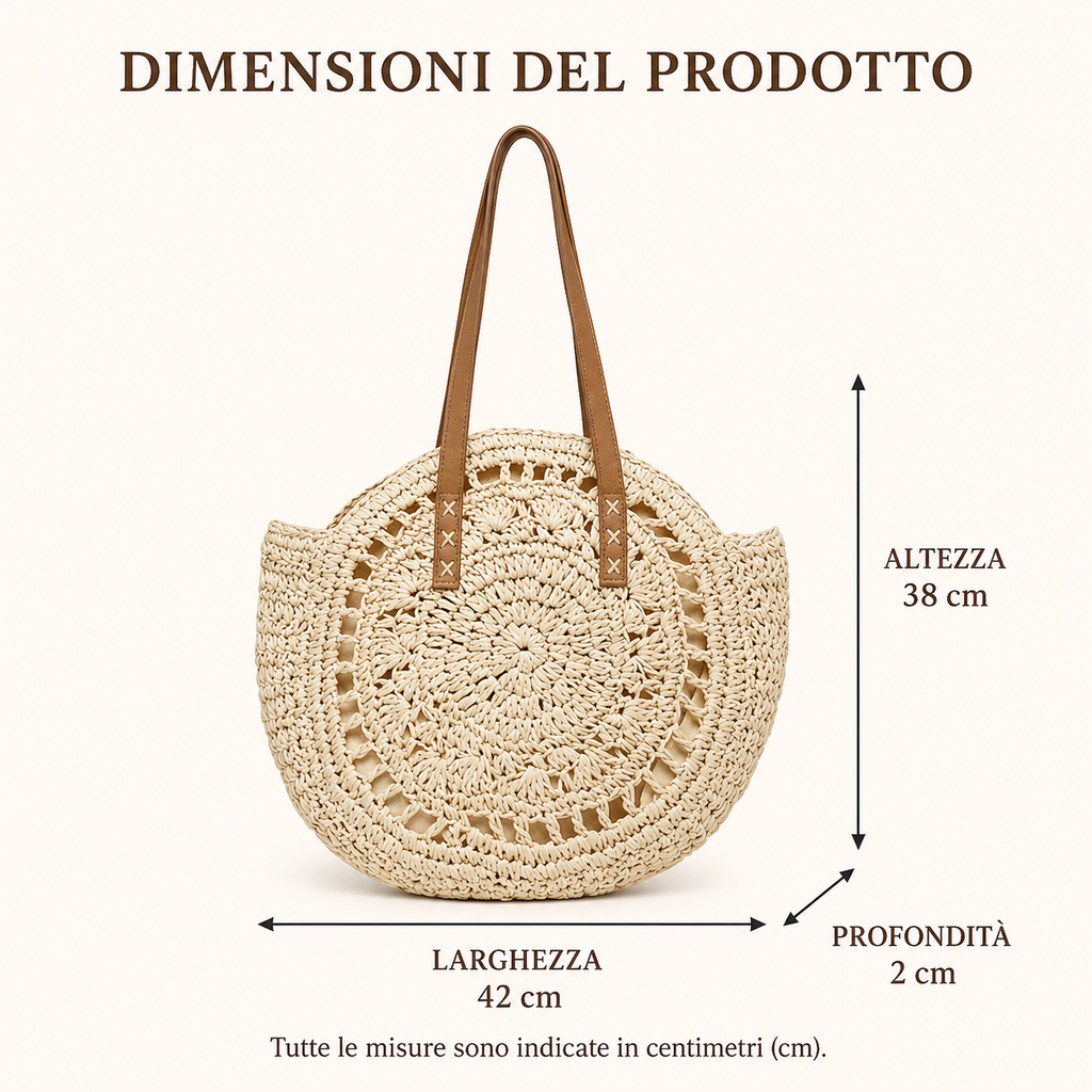 Lisa™ | BOLSO REDONDO DE RAFIA TRENZADA