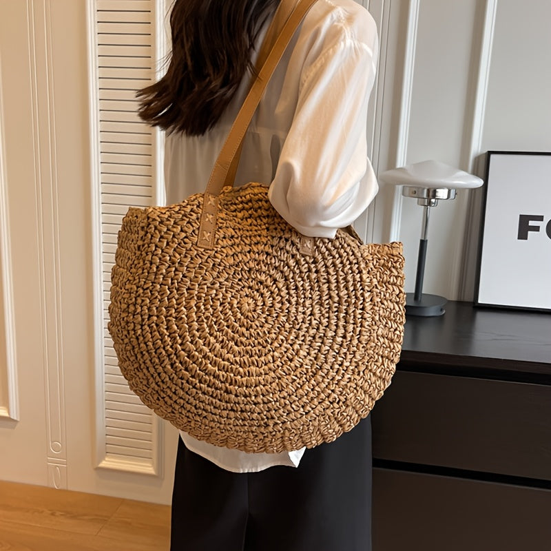 Linda™ | BOLSO REDONDO DE RAFIA TRENZADA